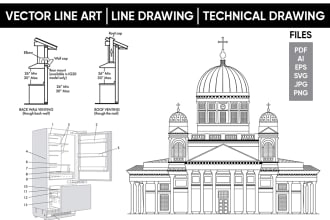 illustrate your vector line art line drawing technical
