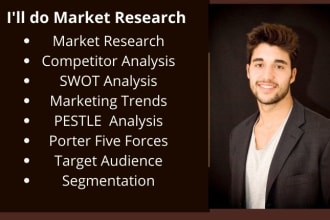 do market research, competitor analysis, swot and pest analysis, segmentation