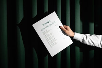 design restaurant menus, digital menu boards, brochures, and offer branding