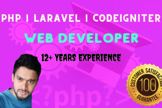 develop website using PHP, laravel, codeigniter