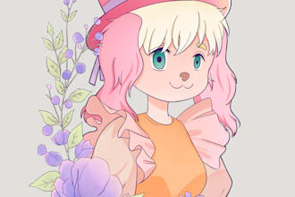 draw your cute animal as human character in full color