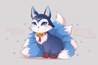 draw cute animal and fantasy illustration in full color
