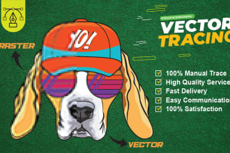 do vector tracing logo, t shirt, portrait you and your pet