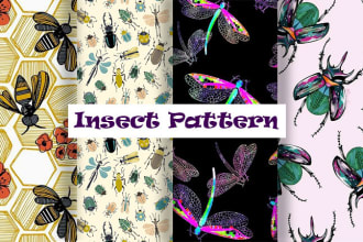 design a creative insect pattern, food pattern, animal pattern