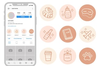 design the instagram highlight cover icon and profile photo