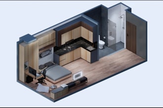 rendering axonometric interior design
