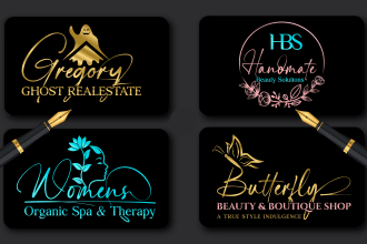 design luxury handwritten signature or feminine logo for your brand name