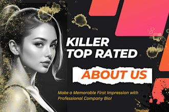 write professional bio, about us, or about me for your brand