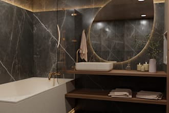 design bathroom interior in 3d and render