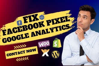 fix facebook pixel, conversion, API google analytics, fb shop and instagram shop
