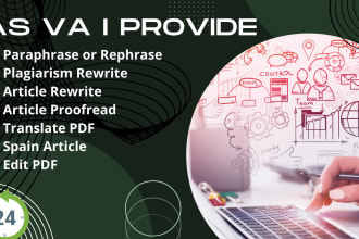 do as VA paraphrase proofread plagiarism rewrite translate PDF