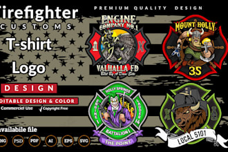 create firefighter t shirt  logo design