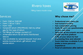 prepare and e file your 1040, 1065 or 1120 US tax return