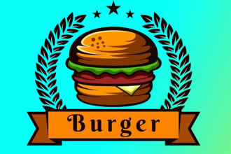 design custom burger foods logo with unlimited revision