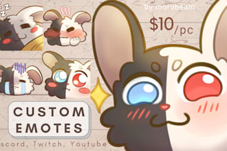make cute chibi emote furry human or pet for discord twitch