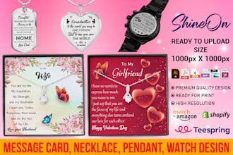 create shineon message card necklace, dog tags, heart, and watch designs for you