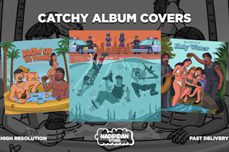 make cartoon cover art for album, single, ep