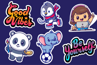 create cute sticker, label, logo, and patch designs