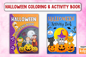 design halloween kids coloring book, activity book, workbook for KDP