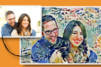 paint colorful pastel illustrations of you or your cat and dog