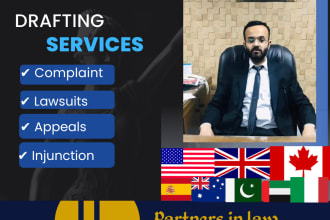 draft complaints, lawsuits, appeals or injunctions