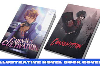 illustrate a novel book cover with anime style