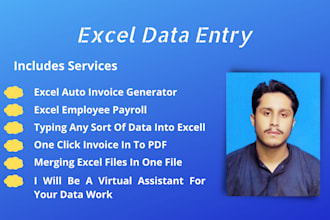 do excel data entry and make auto invoice generator and PDF