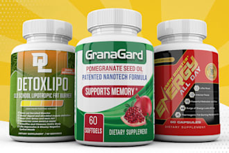 do product label design, supplement label or 3d bottle mockup