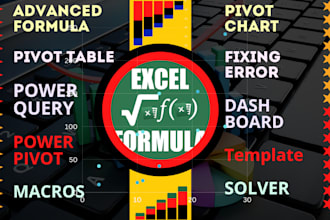 create excel formulas, fix errors, power query, pivot table, macros