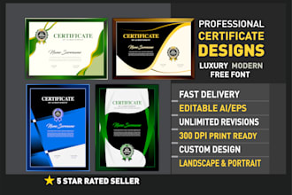 create professional editable certificate design in 6 hours