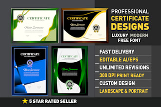 create professional editable certificate design in 6 hours