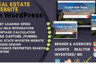 build modern real estate agent, property listing, realtor website with idx mls