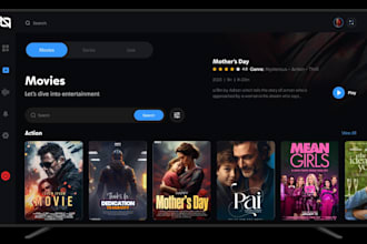 design figma ui ux web and mobile app ott, iptv, TV app
