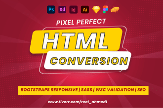 convert figma to HTML, psd to HTML, xd to HTML, sketch to HTML CSS responsive