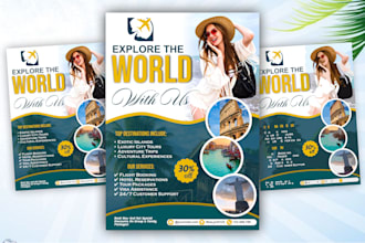 design modern travel flyer, tourism poster, holiday and tour flyer