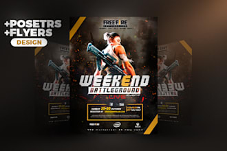 design vibrant, professional esports game tournament event posters and flyers