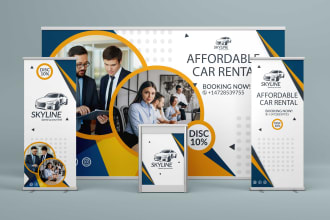 design trade show booth, backdrop banner, exhibition, outdoor, roll up banner