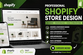 design a modern shopify store or custom shopify website