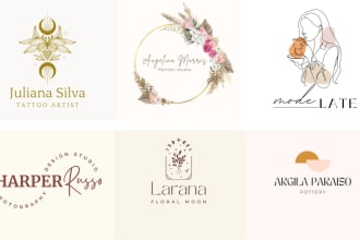 design creative minimalist hand drawn botanical feminine watercolor boho logo
