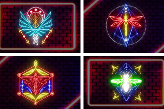 do scared geometry logo and convert into neon