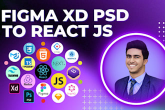 convert figma, psd, xd to reactjs nextjs responsive web using tailwind css