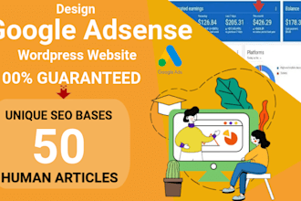 design adsense wp niche site with 50 human articles