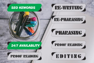 rewrite, edit, paraphrase , rephrase your content