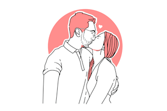 draw couple minimalist flat line art illustration