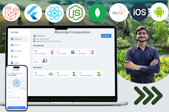 develop web and mobile app with frontend backend and database
