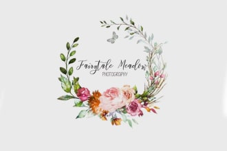 create flower wedding hand draw logo