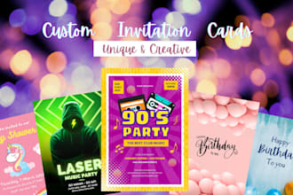 design birthday, wedding, bridal shower, party invitation card