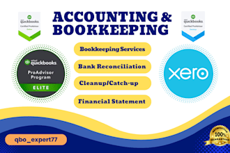 quickbooks online or xero bookkeeping, accounting and reconciliation
