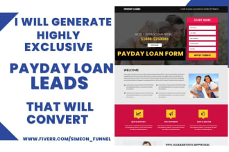 generate highly exclusive payday loan leads business loan leads landing page