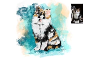 paint a custom digital pet portrait in high resolution